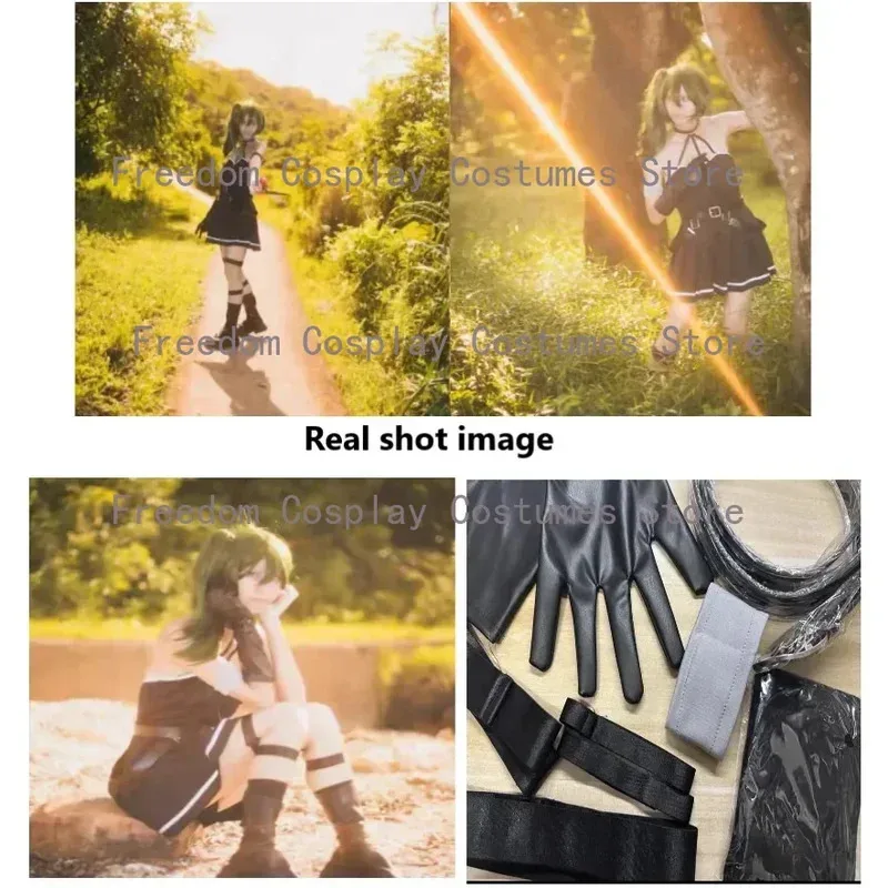 Ubel 코스프레 의상 Anime Freeze Beyond Journey's End Raoffh Ubel 코스프레 의상 가발 블랙 유니폼 드레스 할로윈 의상