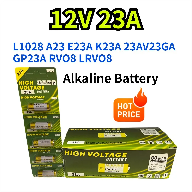 12V 23A Battery for Doorbell Remote Control Electric Toys A23 Alkaline Battery Pack 23GA A23S E23A EL12 MN21 V23GA GP23A LRV08