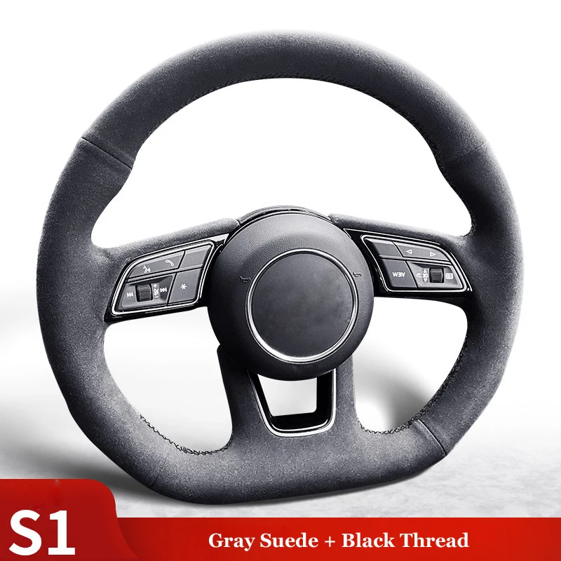 High Quality Genuine Leather Suede Hand Sew Steering Wheel Cover Wrap Car Accessories Specifically for Audi RS3 RS4 RS5 S3 S4 S5