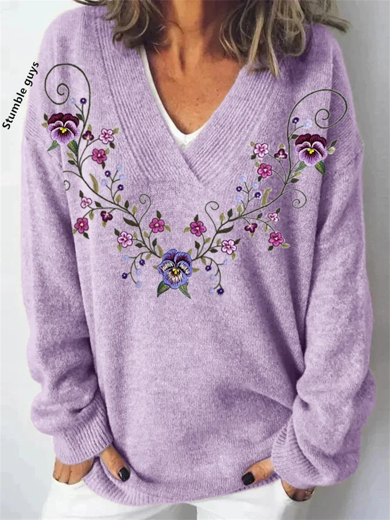 

Women's Sweater Autumn Winter Fashion Casual European American Soft Christmas Deer Snowman Dog Print Y2K Knit Top​