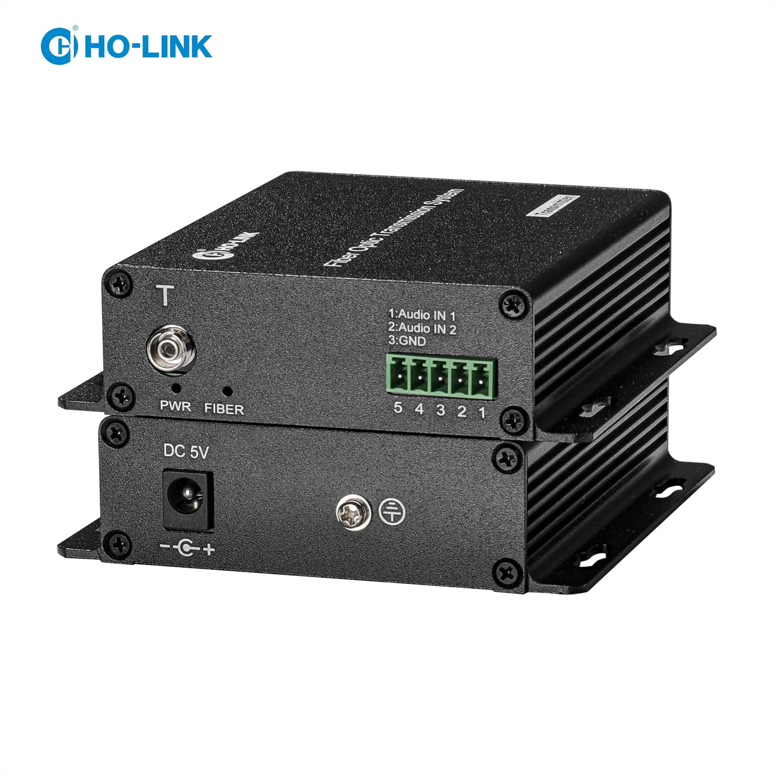 Fiber Optic Converter 2 channel forward phoenix terminal audio,single fiber single mode 20KM FC connector