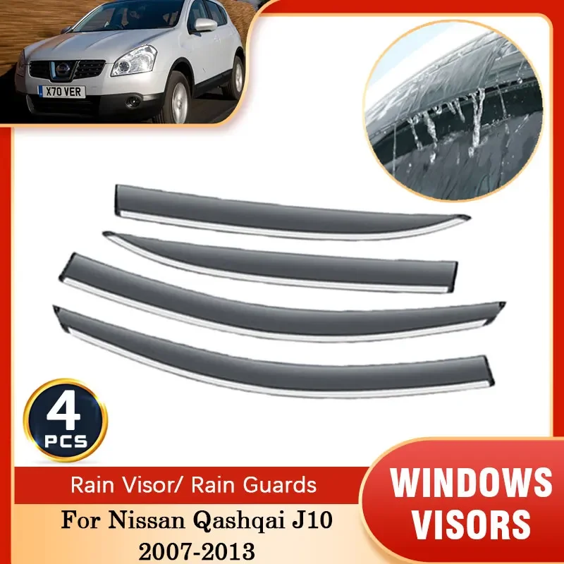 For Nissan Qashqai J10 Dualis 2007~2013 Side Window Visor Sun Rain Vent Deflector Guard Awning Cover Shelter Exterior Accessorie