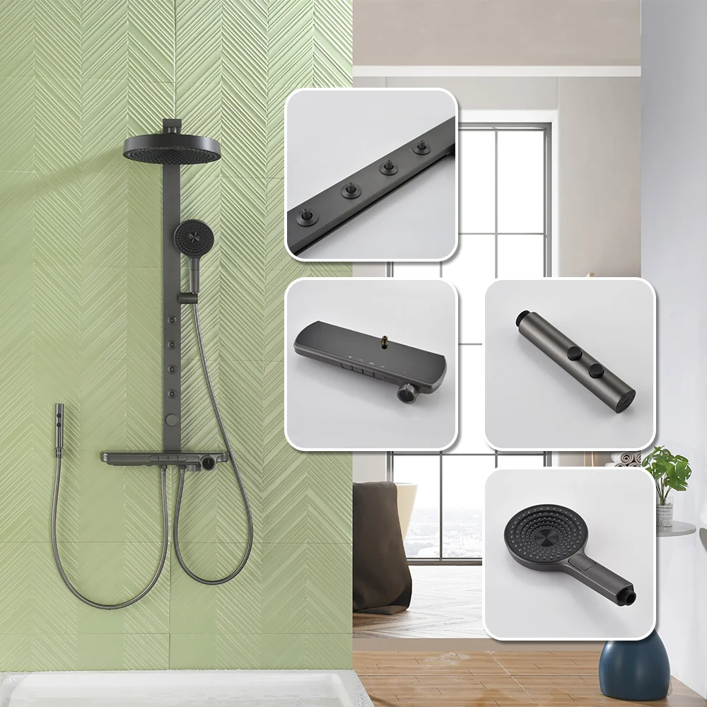 نظام دش سبا الحديث عودة رذاذ طائرة دش مجموعة الذكية الرقمية ثرموستاتي صنبور حوض خلاط صنبور الحمام حوض الاستحمام عمود الدش #1