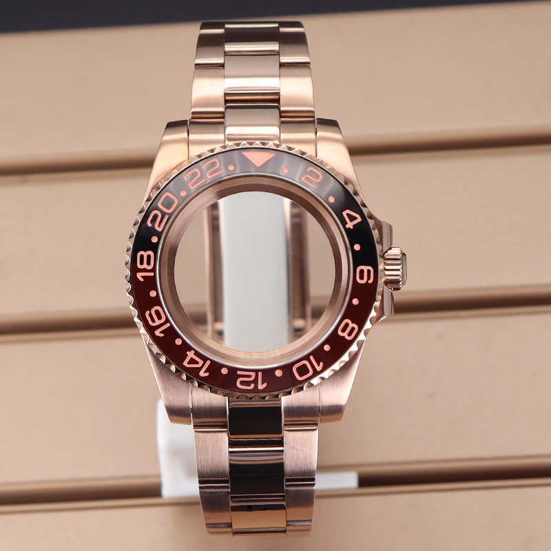 Rose Gold 40mm Watch Cases Watchband Parts Sapphire Crystal Glass For NH34 NH35 NH36 NH38 Miyota 8215 Eta 2824 Movement Dial