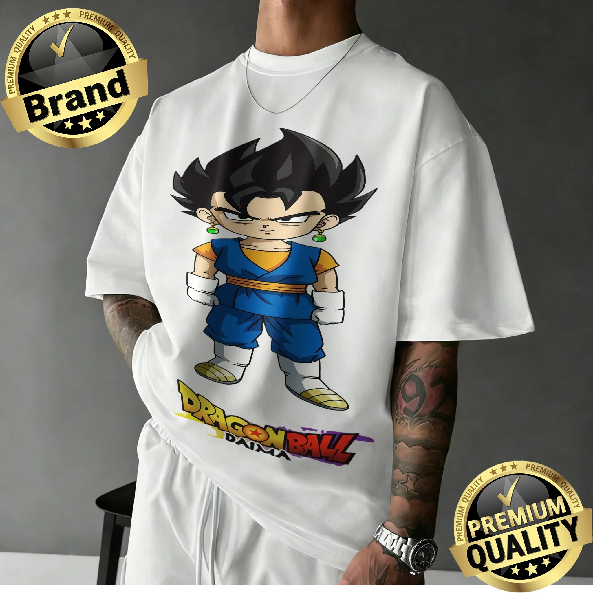 Camiseta Retro de Anime Dragon Ball Extra Grande, Nueva Llegada 2026 | Camiseta DAIMA Chibi Vegito con estampado gráfico retro 100% algodón para la familia