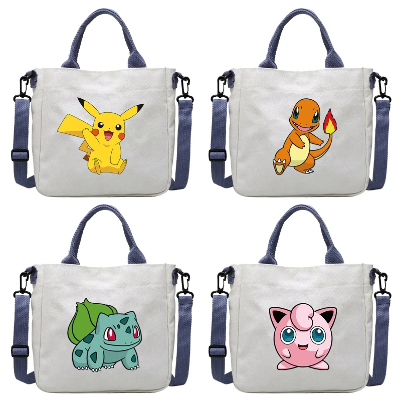 Pokemon Pikachu Shoulder Bag Anime Charmander Print Crossbody Bag Cartoon Portable Large Capacity Storage Bags Kid Birthday Gift