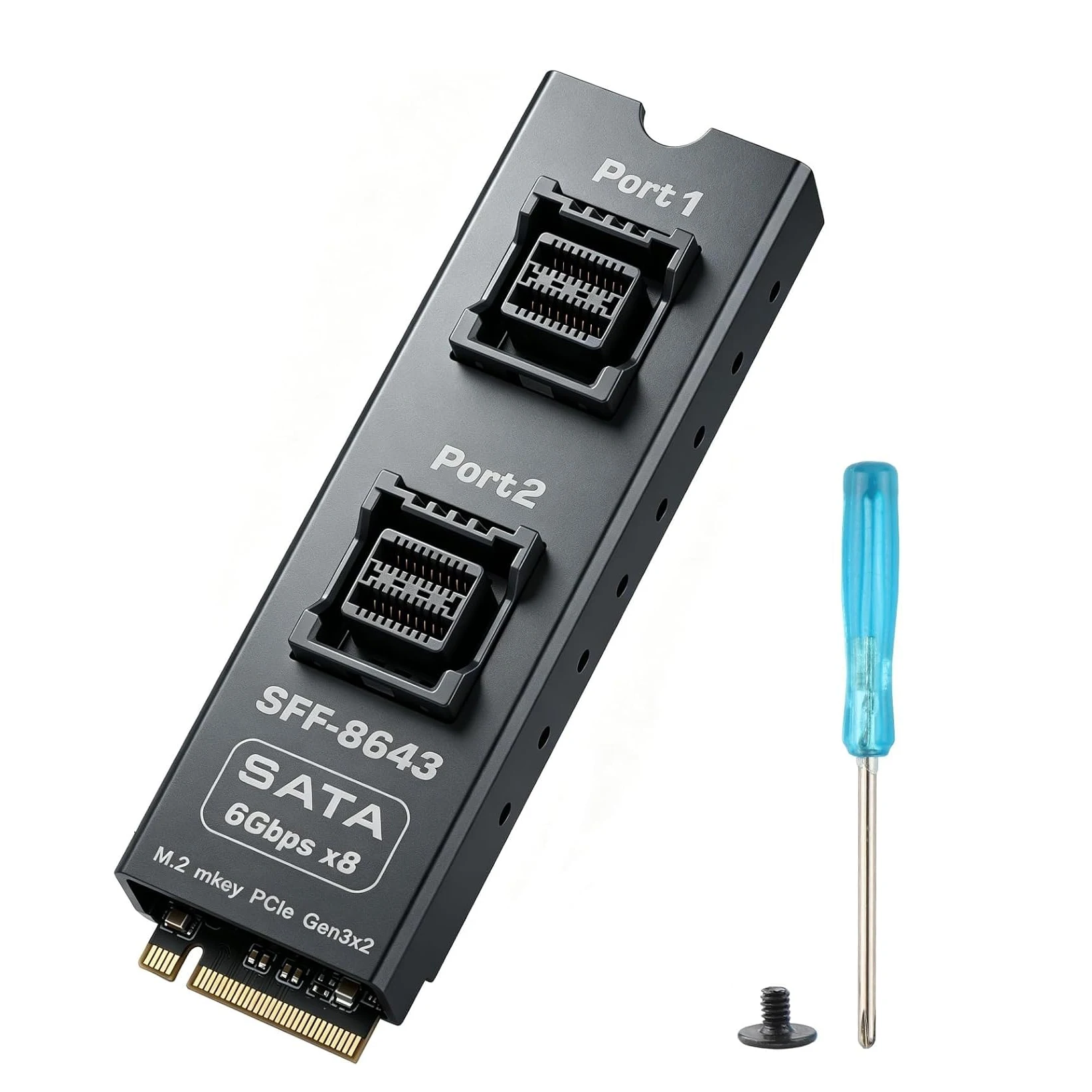 RGEEK 6Gbps M.2 M-Key to Dual SFF-8643 Mini SAS HD Adapter Card, Support 8-Port SATA III HD for NAS Mini ITX Home Server