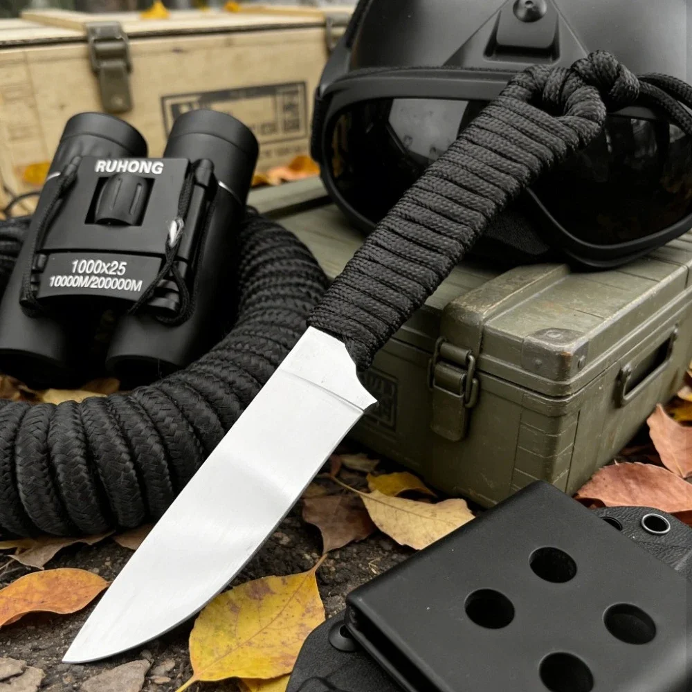 

Портативный нож для кемпинга и скалолазания с фиксированным лезвием, стальное лезвие 440C с нейлоновым шнуром, универсальный нож для исследования джунглей и пешего туризма