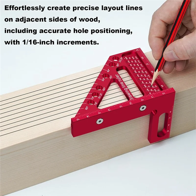 

Woodworking Carpenter Square Hole Scribing Ruler Measuring Ruler With Angle Pin Construction Precision Woodworking Tool-ABGL