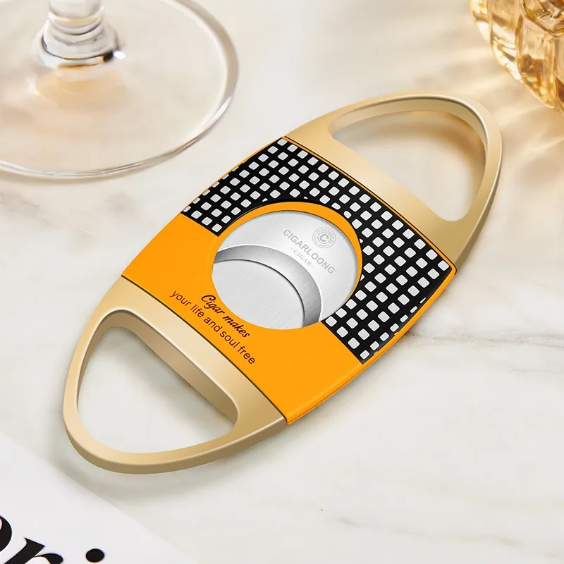Stainless Steel Cigar Scissors Sharp Smooth Portable Flat/V-shaped Large Caliber Exquisite Cutter for Premium Cigar Gift for Men