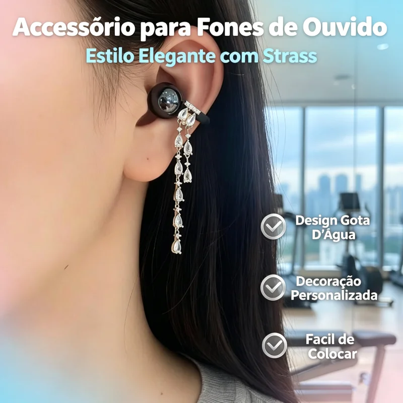 Earphone Decor Accessories Elegant Mini Waterdrop Ear Clips 2PCS Durable DIY Headset Custom Fashion Decoration Rhinestone Cuff