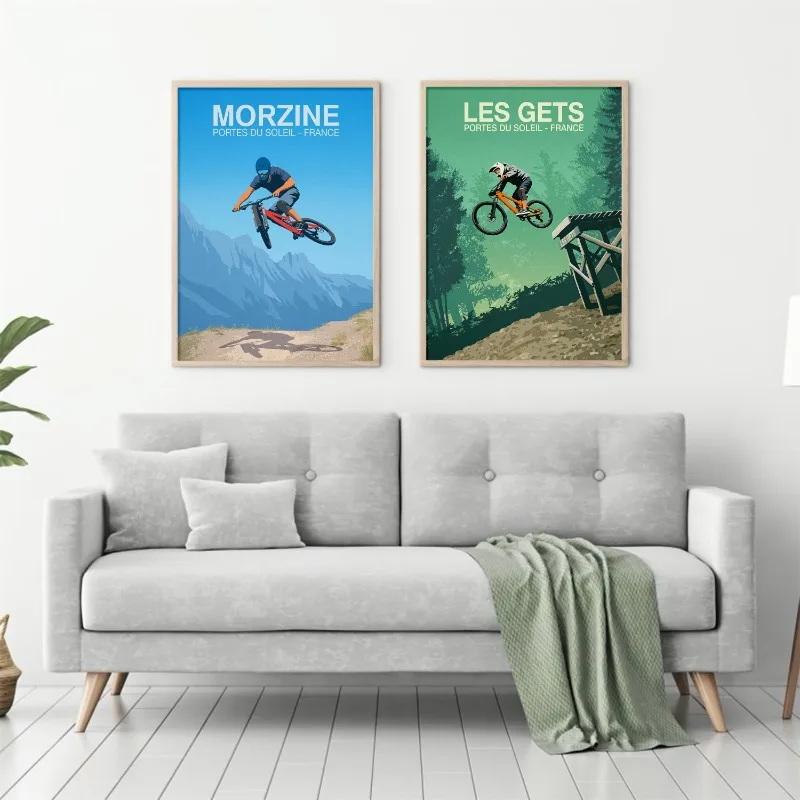 Mountain Bike Trail Poster Snowmass Morzine Swinley Forest Mckenzie River Park City Canvas Painting Picture Wall Art Home Decor