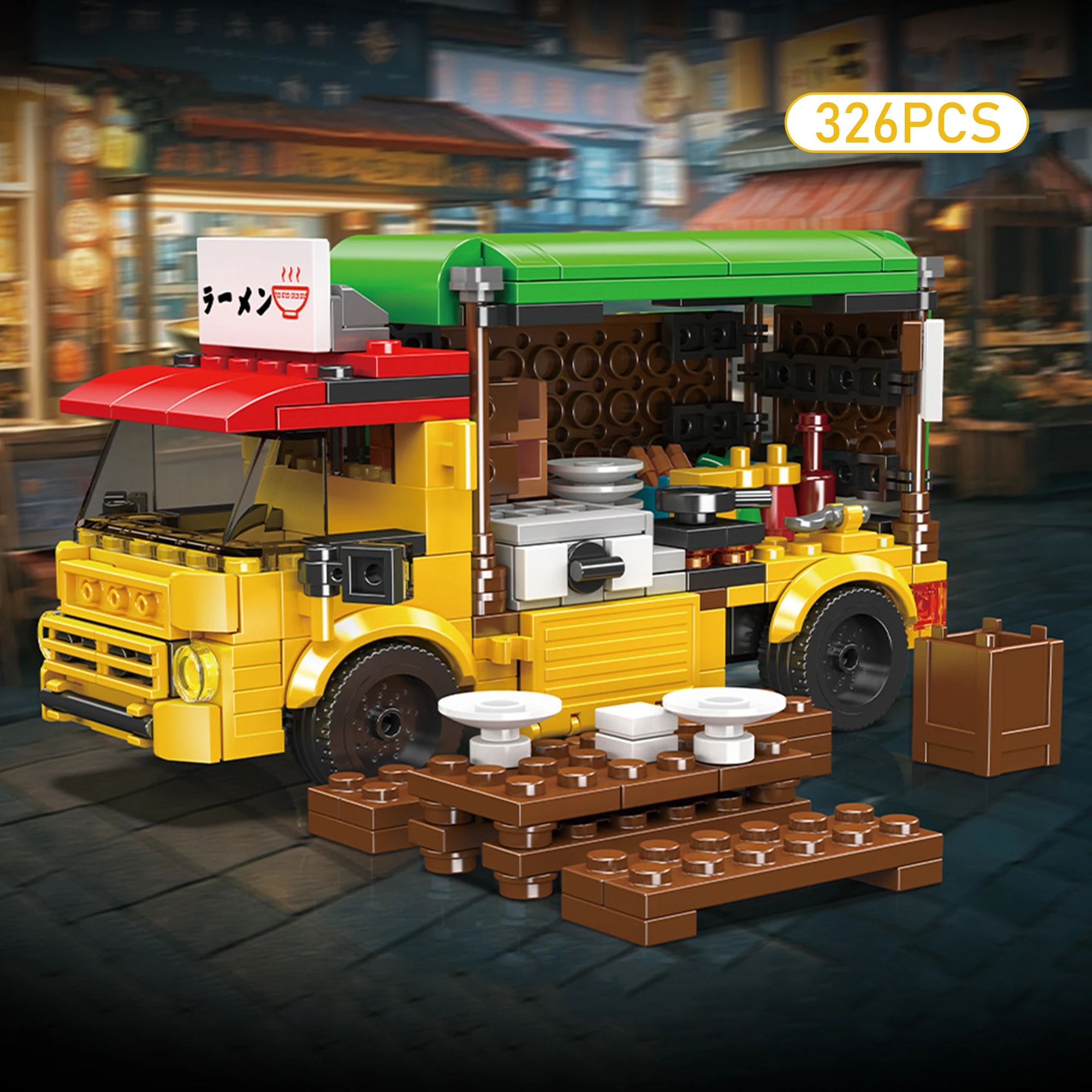 

Мини-уличная еда, тележка для рамэна, строительные блоки, сборная модель, маленькие кирпичи, обучающая головоломка, игрушка, дисплей, подарочный набор, настольный креативный