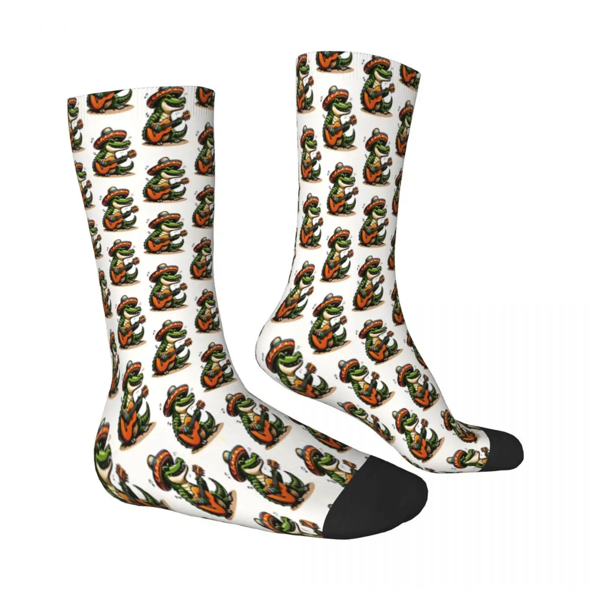 Crocodile Playing Guitar Crocodile Socks Male Mens Women Summer Stockings Harajuku