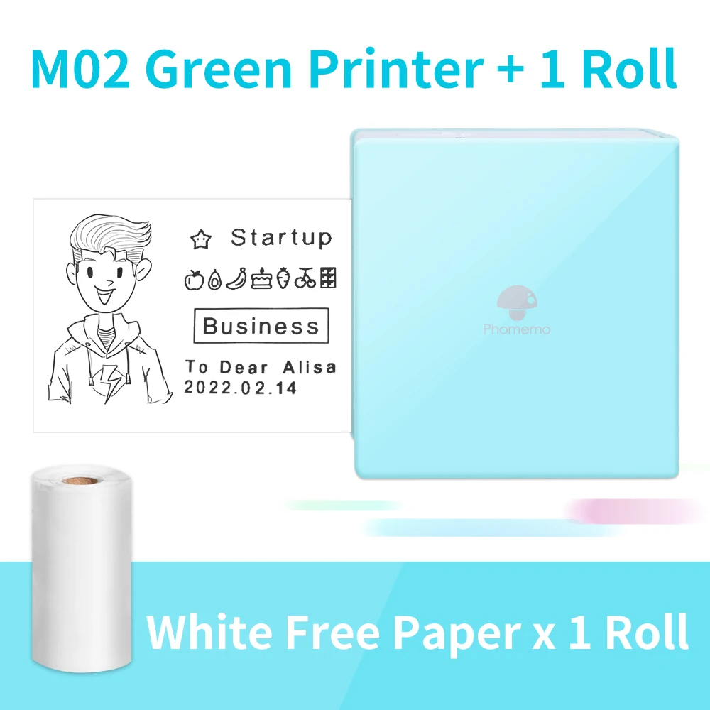 Phomemo M02 Wireless Label Printer Pocket Portable Label Printer Bluetooth-Compatible 53mm Thermal Label Maker Inkless Printing