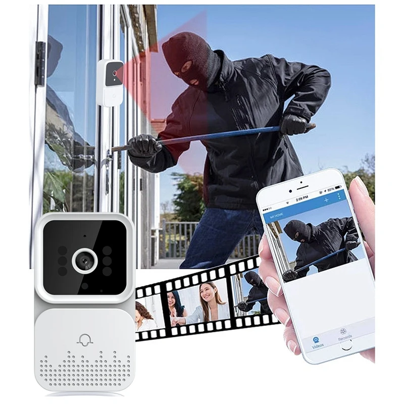 Wireless Doorbell Doorbell Home Security Pir Motion Chime Door Sensor Sound Alarm 20 Song Smart Doorbell Ring Touch Button