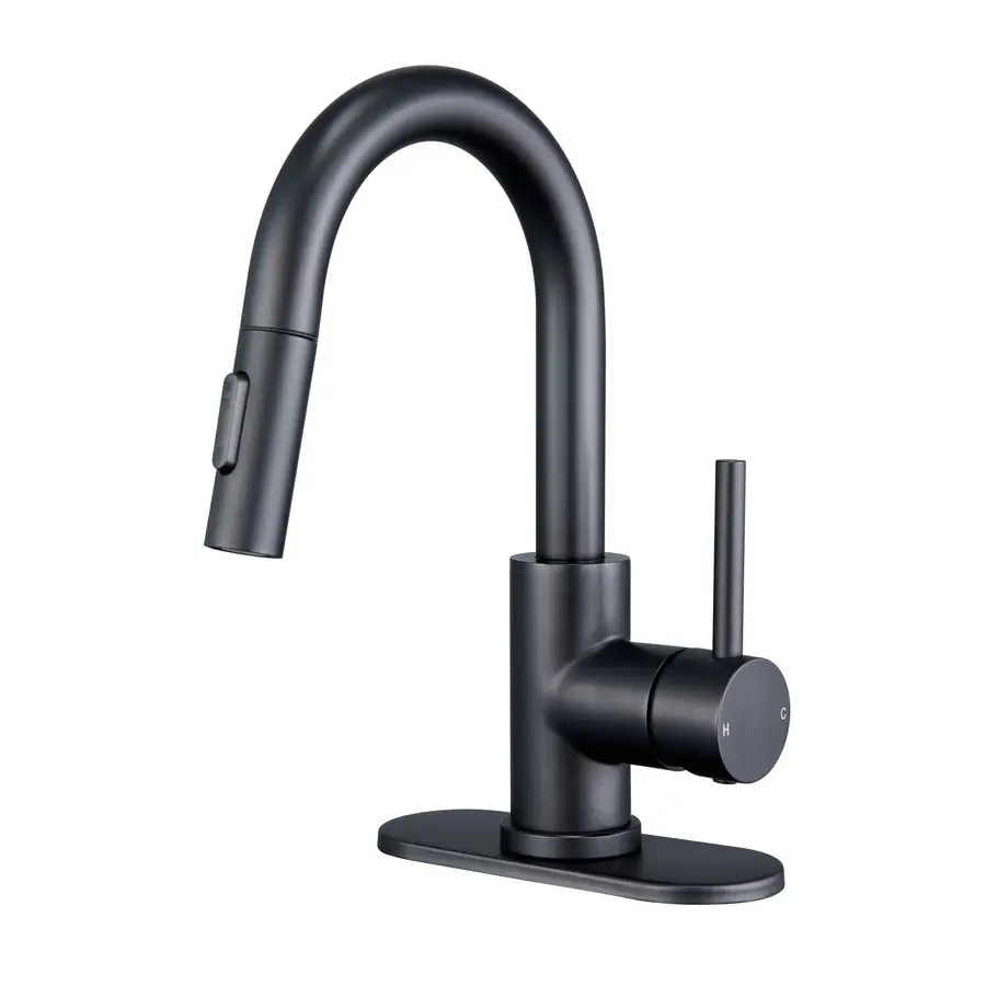 

Black Bathroom Faucets for 1 or 3 Hole, Single Handle Bathroom Sink Faucet with Pull Down Sprayer, Vanity Faucet with PopUp Drai