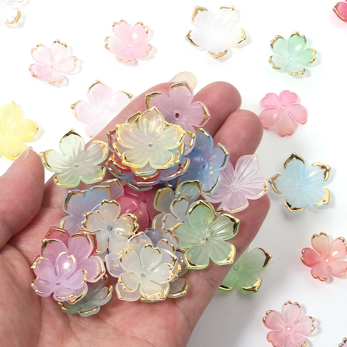 50 stücke 18/23mm Blütenblätter Acryl Lose Spacer Perlen Für Schmuck Machen Diy Halskette Armband Ohrring Handgemachte Accessoires
