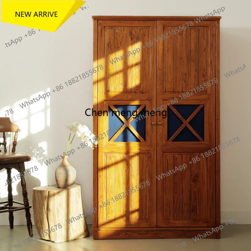 

M138 Ancient Elm Sentiment Furniture Old Elm Wardrobe Solid Wood Modern Simple American Country Style Extra Large Storage Adjust