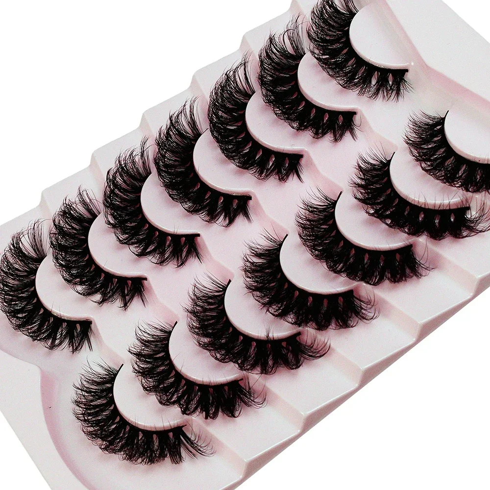 Faux cils Fluffy Optics, cils moelleux, cils dramatiques à bande bouclée D, cils optiques, extensions de cils, 7 paires