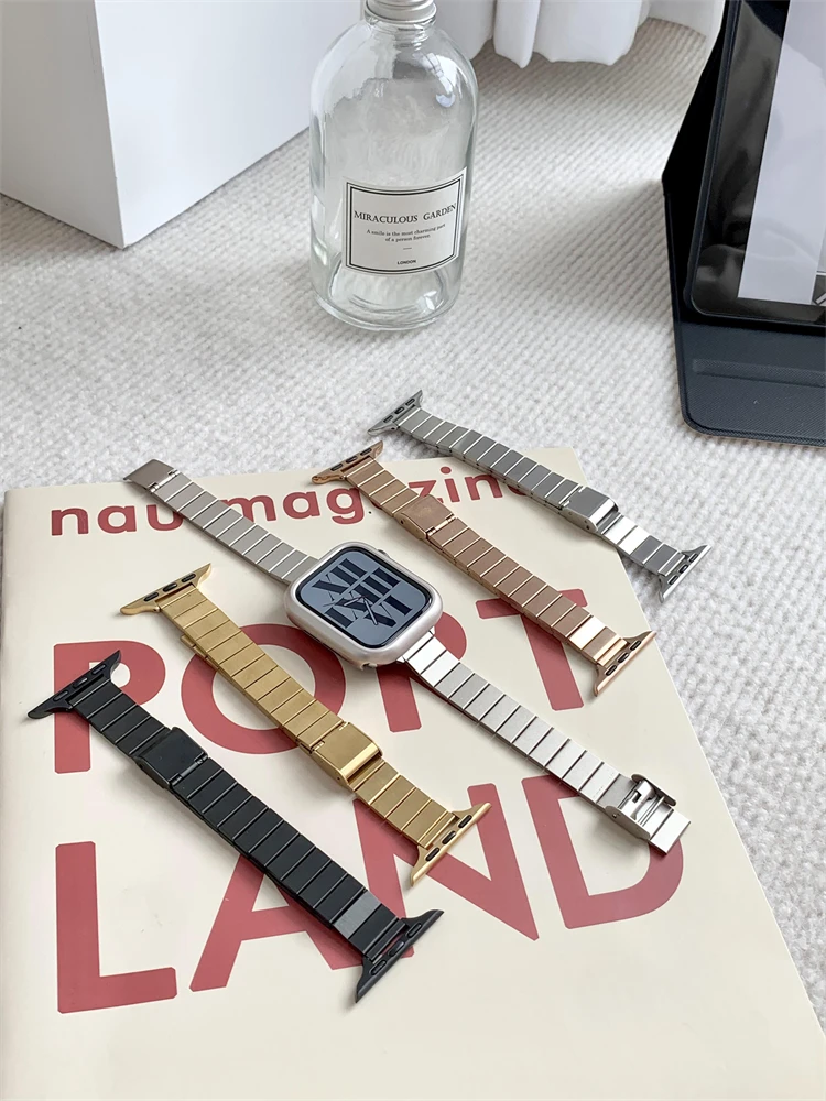 كوريا المعادن ربط سوار ل أبل ساعة ، فتاة سليم حزام ، اكسسوارات iWatch ، الفرقة 8 ، 6 ، 7 ، SE ، 41 مللي متر ، 40 مللي متر ، 44 مللي متر ، 45 مللي متر ، 49 مللي متر ، 5 ، 4 ، 3 ، 2