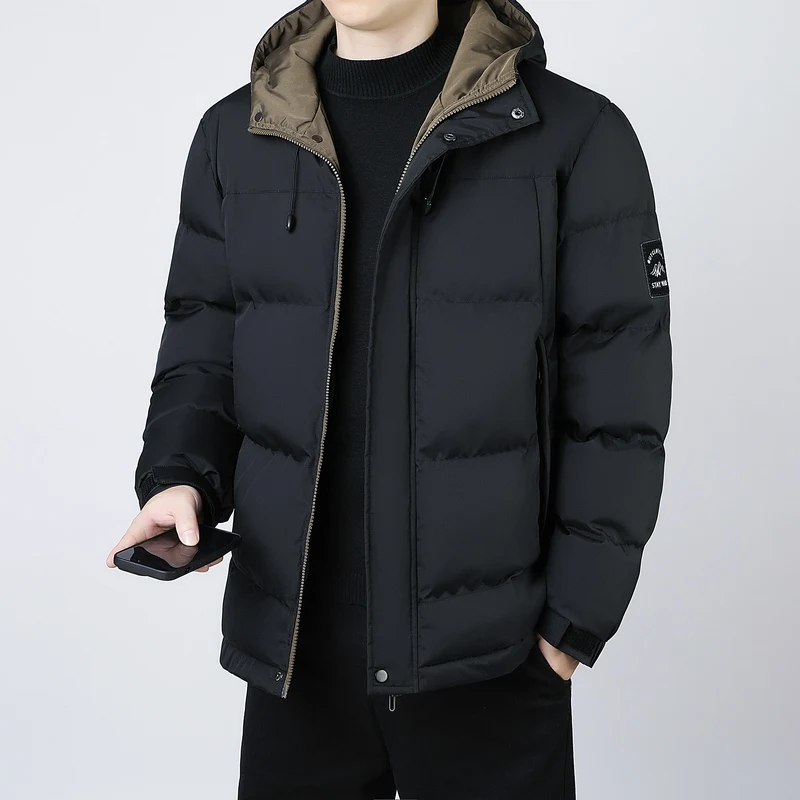 Winter Cotton-padded Men Fashion Hooded Youth Leisure Sports Thick Down Padded Jacket Warm Cotton-padded Daily Casual Trend Coat