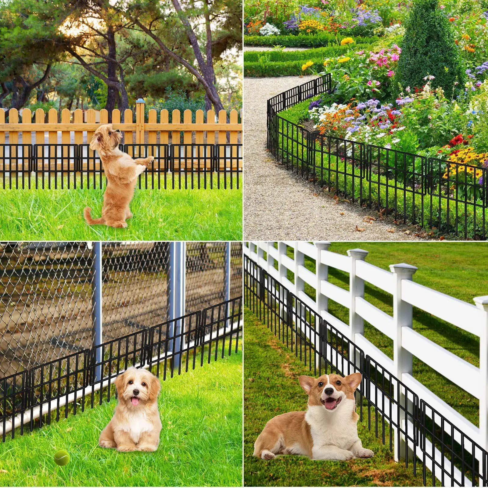 

10Pcs Decorative Garden Fences Patio Fences Simple Assembly Multipurpose 12.99x16.93 inch Accessory Sturdy Iron Wire Borders