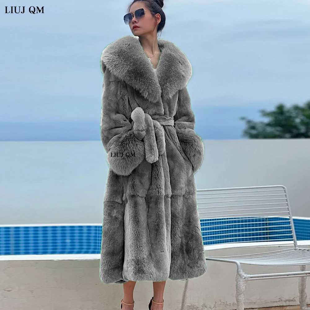 Oversize Faux Fur Coat Winter Clothing Women Long Faux Fox Fur Jacket Fashion Parka Plush Coats Lady Warm Jacket With Belt 2022