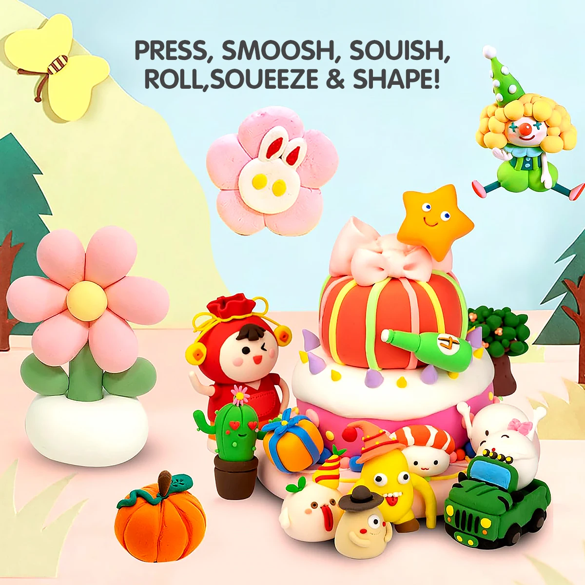 Brinquedo de quebra-cabeça infantil de argila ultraleve, argila colorida não tóxica, educação precoce, faça você mesmo