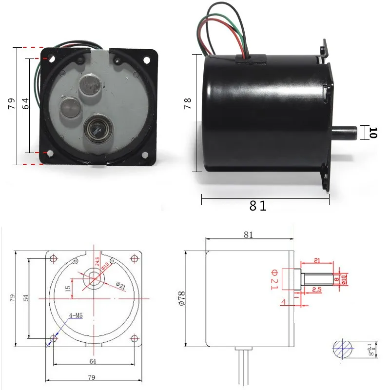 Imagem -04 - Motor Síncrono do Ímã Permanente Baixa Velocidade Torque Dianteira e Reverso Alto Engrenagens do Metal 70ktyz 80ktyz C.a. 110v 220v