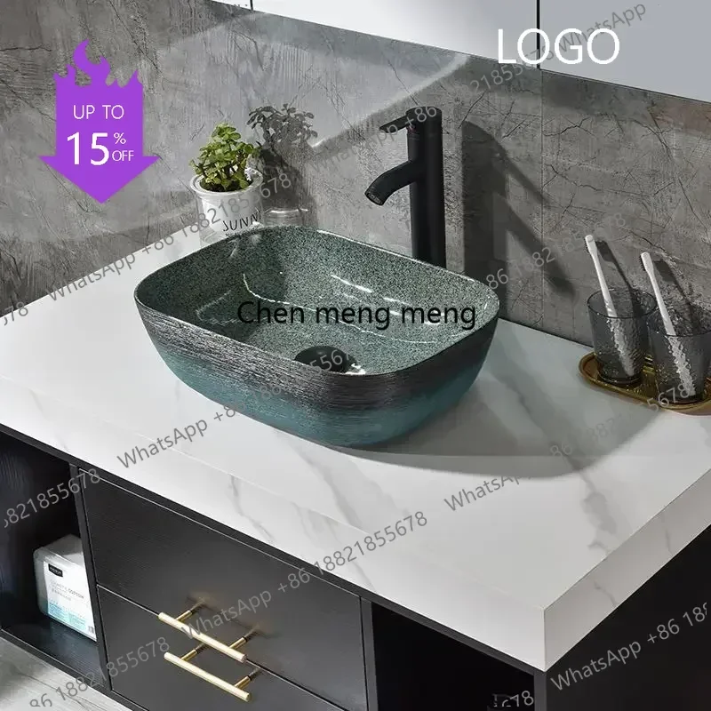 

K182Black Bathroom Cabinet with Art Ceramic Above Counter Basin Modern Bathroom Vanity Cabinets Sink with Mirror Bathroom Furnit