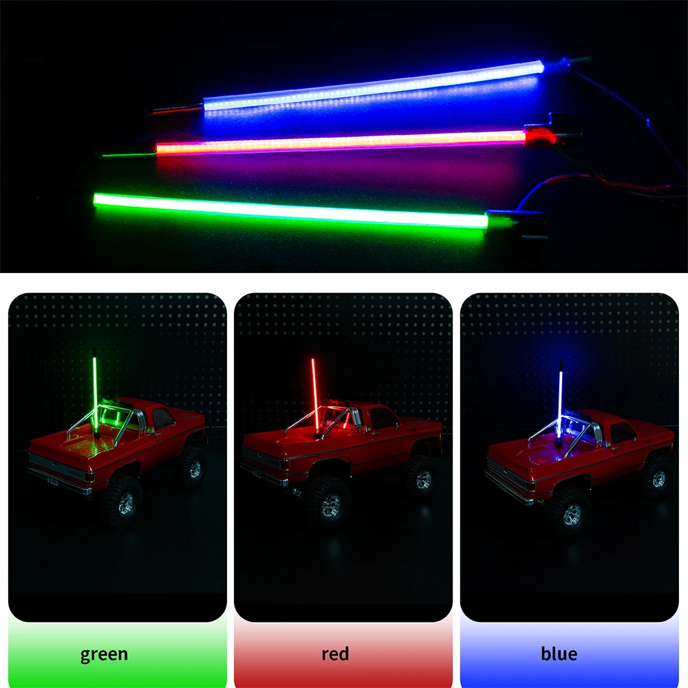 Axspeed rc carro brilhante mastro de bandeira luz led holofote lâmpadas luz noturna para 1/24 axial scx24 1/18 trx4m atualizar peças