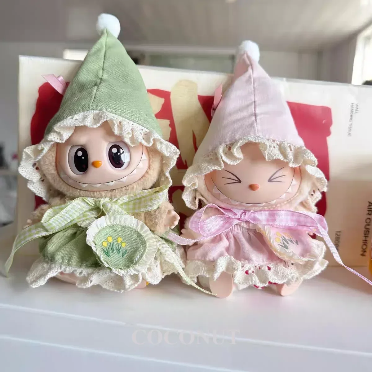 Abito Labubu: set cappello da elfo verde - Ropa Labubu carina e festosa per bambole in vinile da 17 cm, ideale per giochi a tema