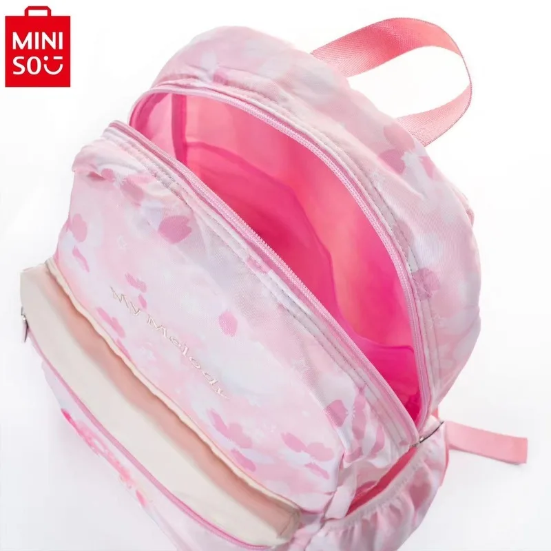 MINISO tas punggung kapasitas besar, tas sekolah nilon kualitas tinggi, tas ransel kapasitas besar, Guigou Kuromi, Kartun giok baru 2024 untuk siswa