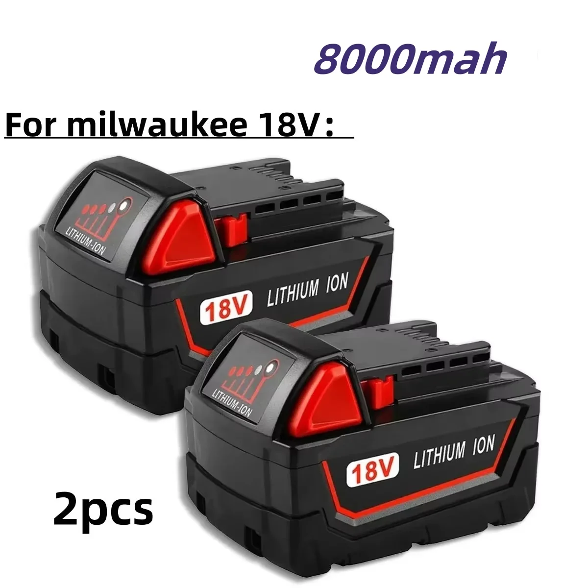 M18  For Milwaukee Power Tool Battery, Charger, 18V 6000mAh, BR, XC, 18V,  M18B5, 48-11-1860, Built-in