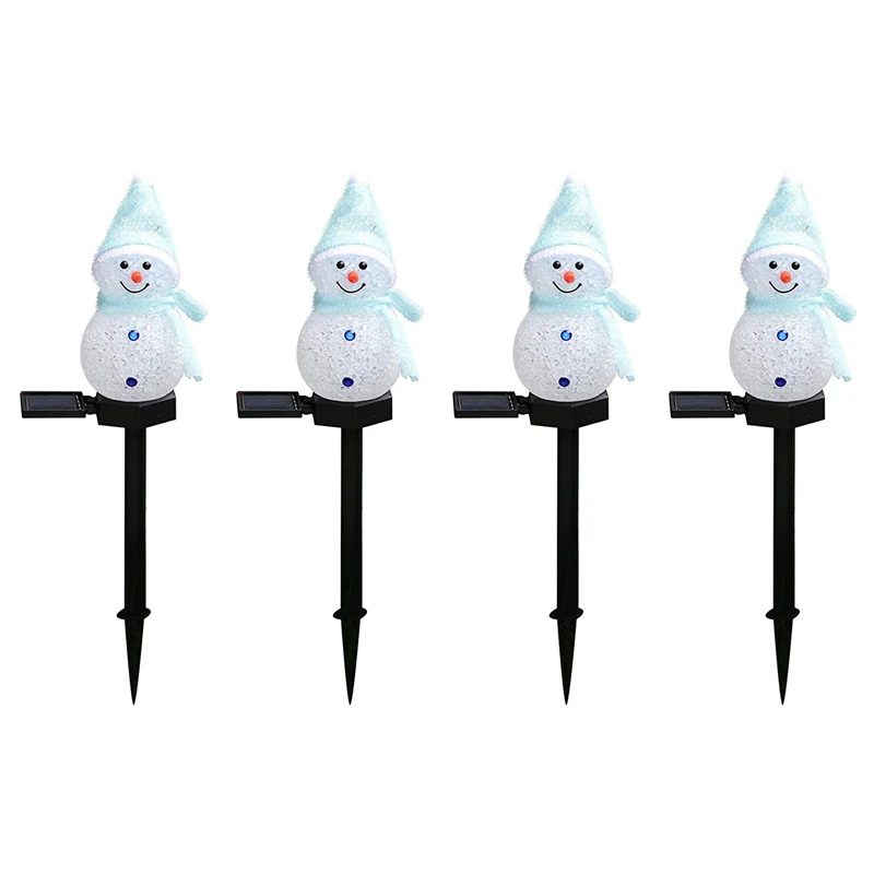 

4X Snowman Solar Lights Christmas Solar Powered LED Snowman Light Decor Outdoor Garden Stake Lamps Xmas Blue