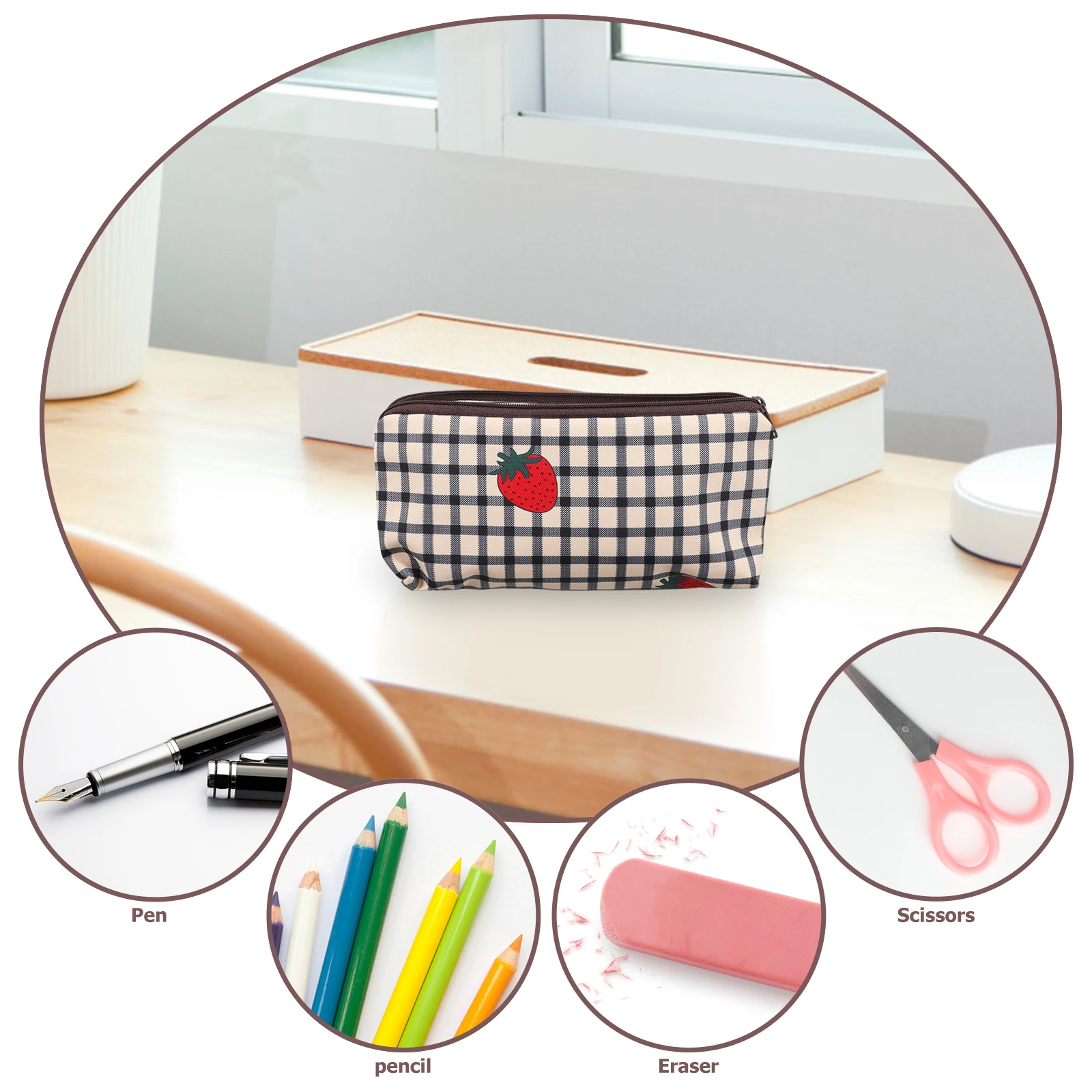 

Pencil Case Large Capacity Anti Wear Material Smooth Zipper Stationery Bag Cute Organizer Portable Pouch Storage Supplies Pen