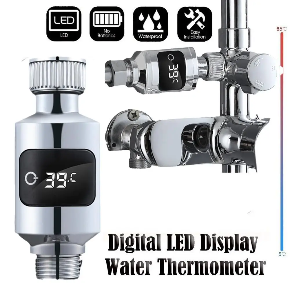 Shower Head Water Temperature Monitor Electricity LED Shower Faucets Water Home Thermometer Meter Temperature Display Bathi C4G9