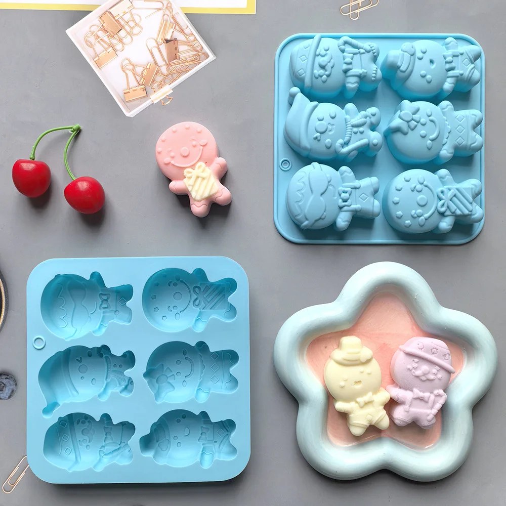 Christmas Gingerbread Man Candy Mold Silicone Mold Cookie Chocolate Baking Cake Mould DIY Christmas Atmosphere Scented Candle
