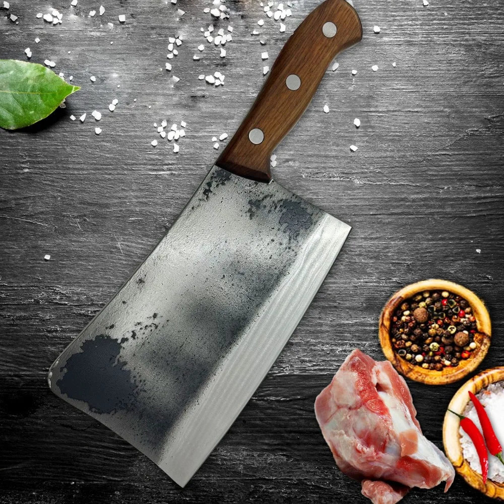 1 KG Chopping Knife Handmade Forged Kitchen Bone Knife Butcher Best Tools Durable Hard Blade Chopper Kithen Knife Forged Cleaver