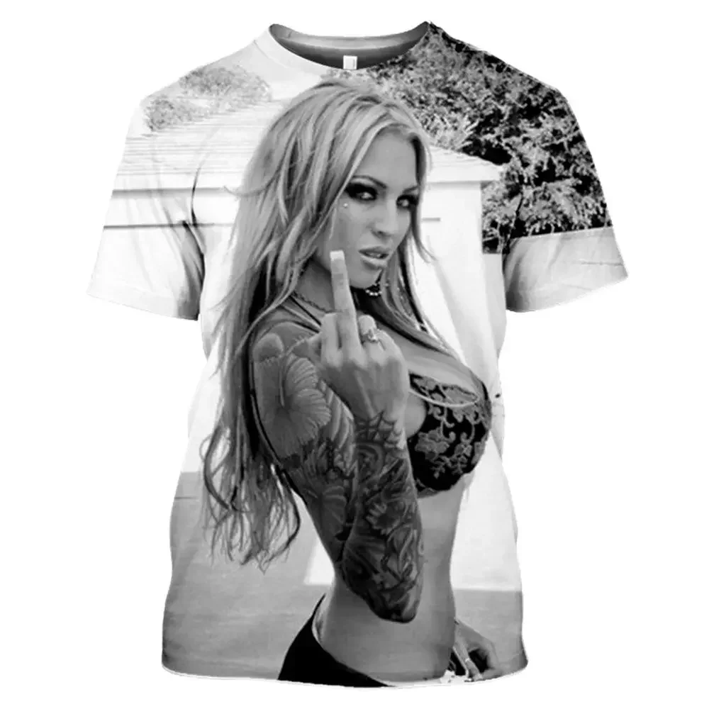 

2025 Sexy Goddess 3D Impression Men's/Women's T-shirt Summer Loose Casual Streetwear O-neck Short-sleeved High T-shirt