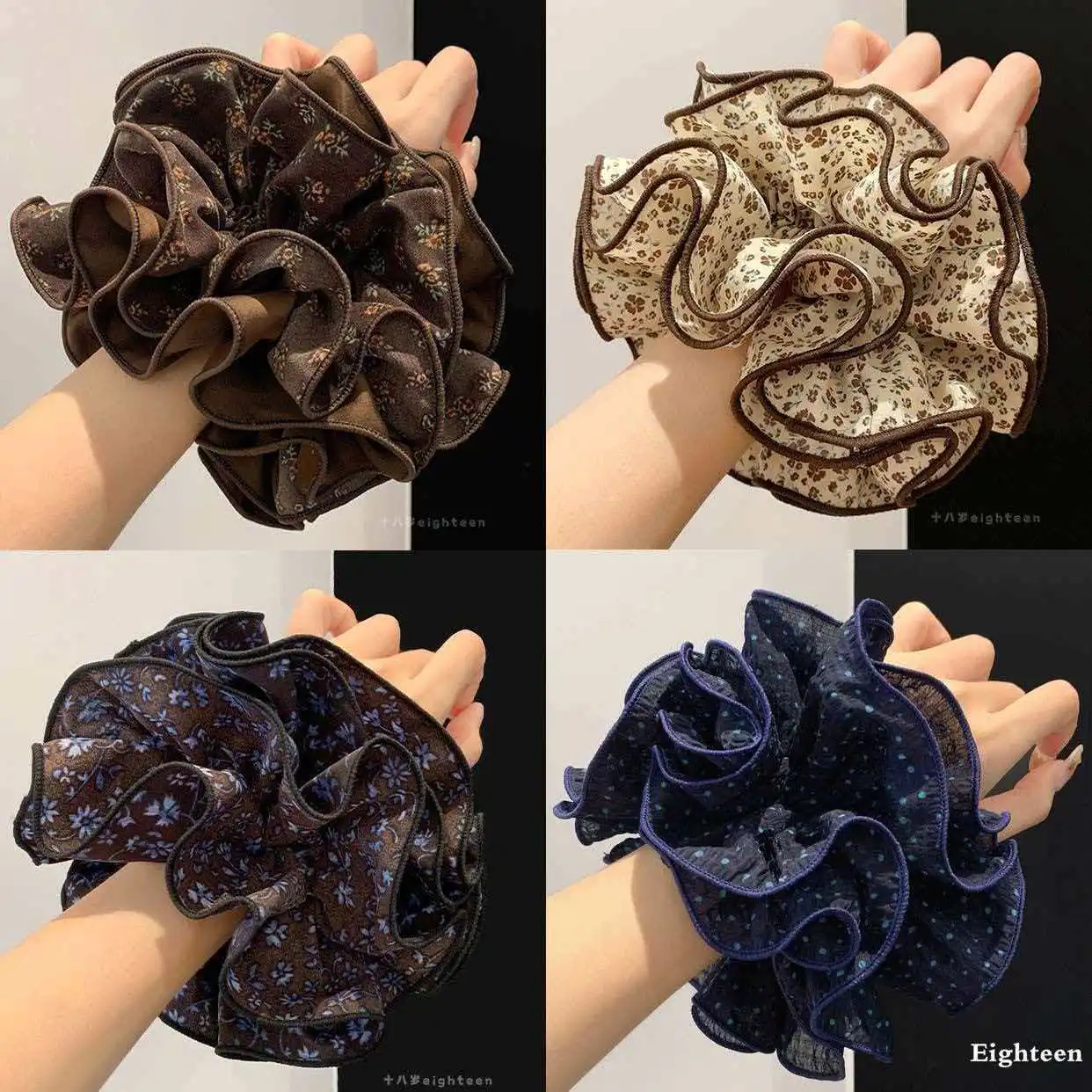 

Oversized Fashion Ladies Sweet Ruffled Elastic Hair Rope Ponytail Holder Headwear Large Scrunchie Hair Tie Accessories Gofts