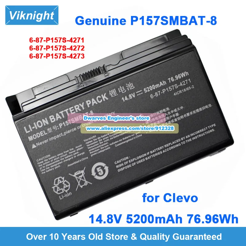 

Оригинальный аккумулятор P157SMBAT-8 14,8 В 5200 мАч 6-87-P157S-4272 6-87-P157S-4273 для Clevo P177SM P157SM P17SM-A XMG P503 X611 X811