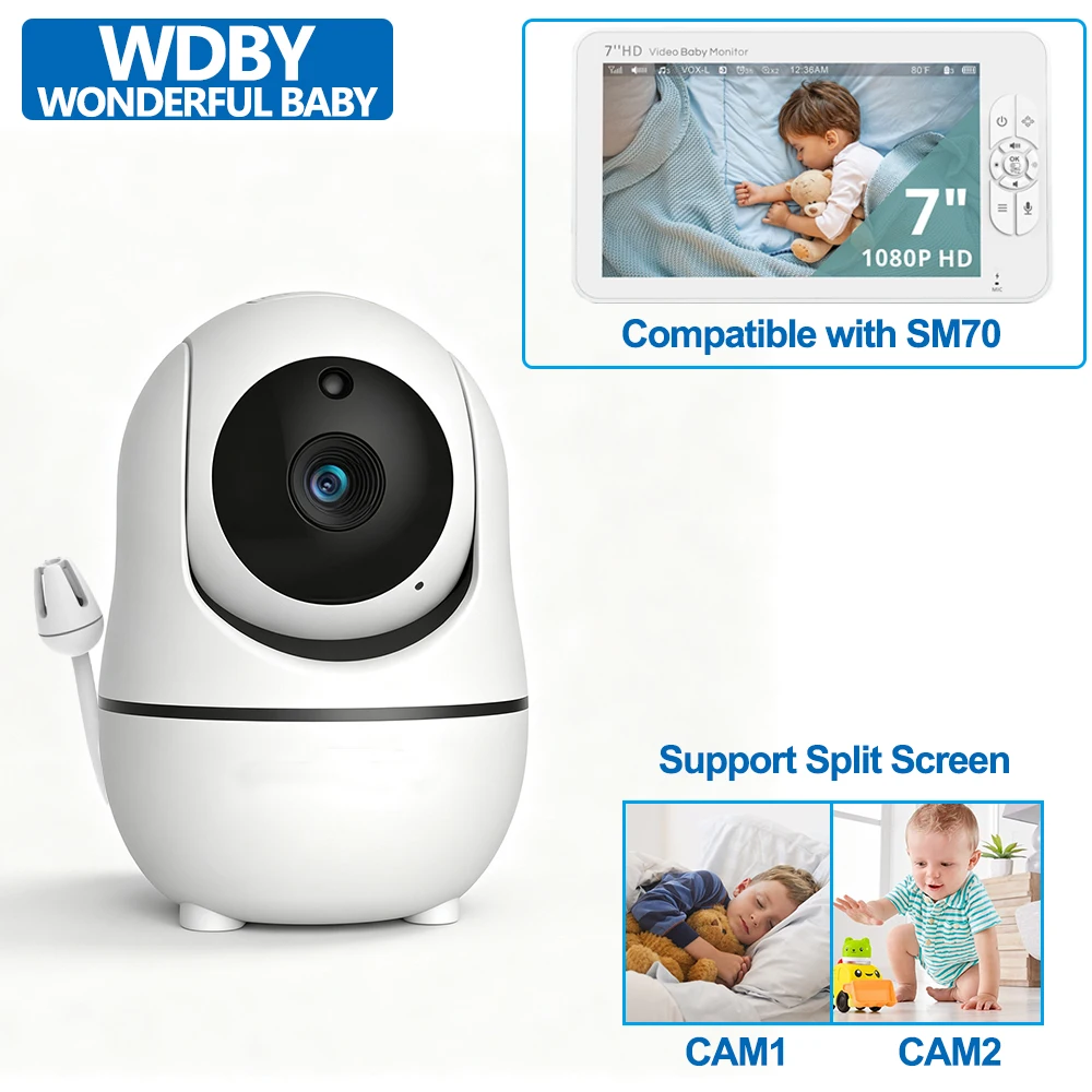 Separate Camera for SM70 Video Baby Monitor Lullaby PTZ Control 4x Digital Zoom Infrared Night Vision Baby Camera Accessories