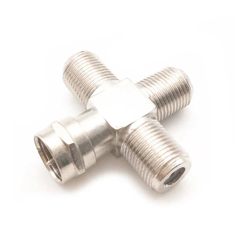 1Piece F Male to 3x F Female Converter F Type Male Female 4 Way Splitter Nickel Plated  RF Video Coaxial Connector for TV Box