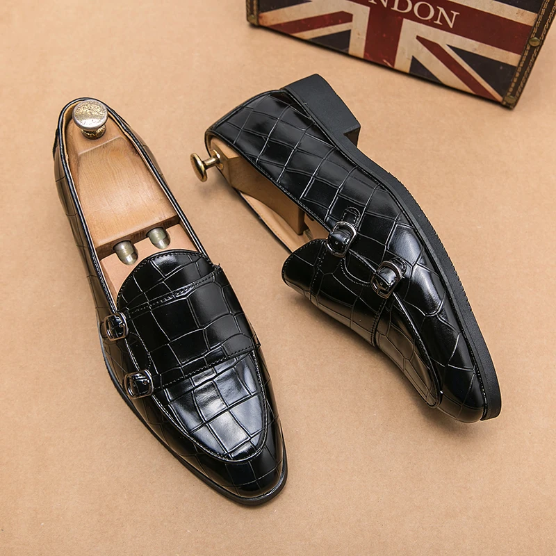 New Arrivals Black Double Buckle Monk Shoes for Men Brown Office & Career Breathable Shoes for Men with  Size 38-48