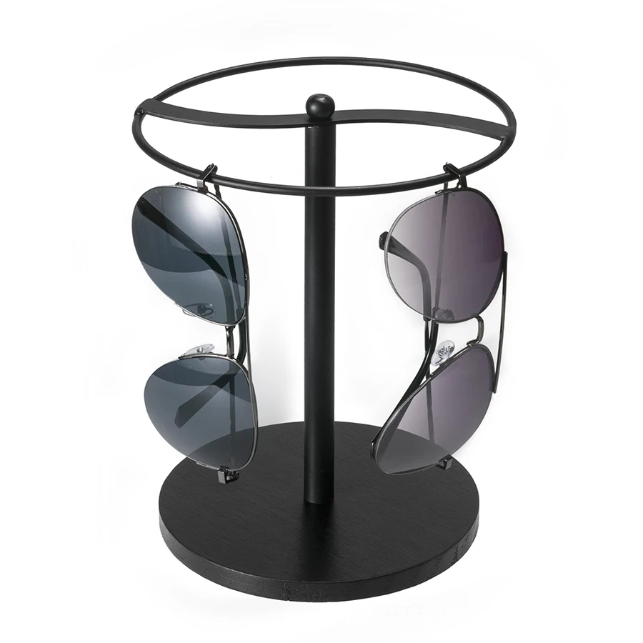 Eleganter Brillenständer mit Holzfuß - Metall-Brillenhalter, Fassungsvermögen für 12 Brillenpaare - Brillen-Displayständer – Detail 3