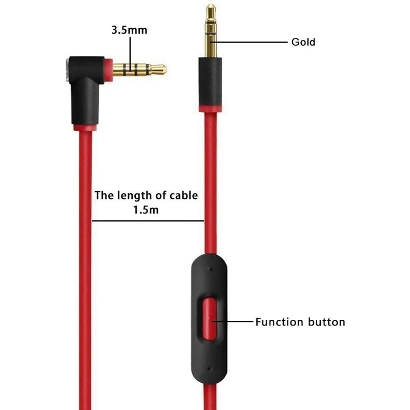 Ersatz-Audiokabel für Beats By Dr. Dre-Kopfhörer mit Inline-Mikrofon für Studio/Executive/Mixr/Solo/Wireless/Pro