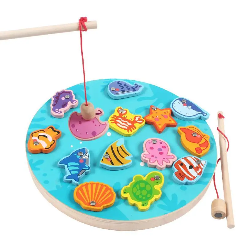 Holz Magnetischen Angeln Spiel Spielzeug Für Kinder Montessori Baby Bildungs Alphabet Fisch Fang Zählen Bord Spiele Kinder Spielzeug