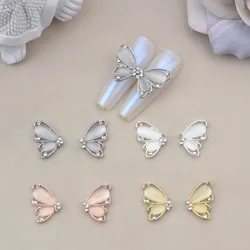 10pcs Nail Enhancement Half Edge Opal Butterfly Water Diamond Metal Symmetric Splice Butterfly Alloy Bow Tie Nail Decoration